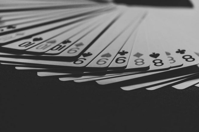 deck of cards in white and black